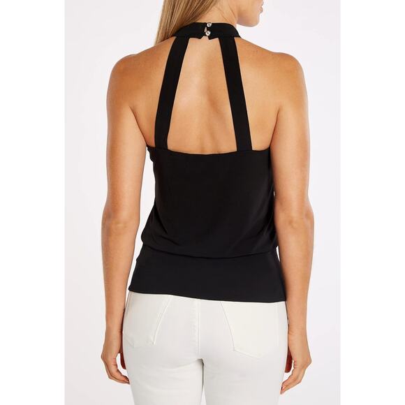 Boston Proper Womens Halter top High Neck Strappy Back Black Knit Size M - Picture 3 of 11